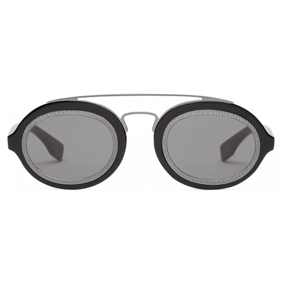 NEW FENDI SUNGLASSES, ROUND BLACK UNISEX EYEWEAR FENDI - Picture 3 of 6
